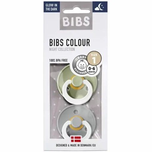 Bibs Fopspenen Set Glow In The Dark Sage/Cloud