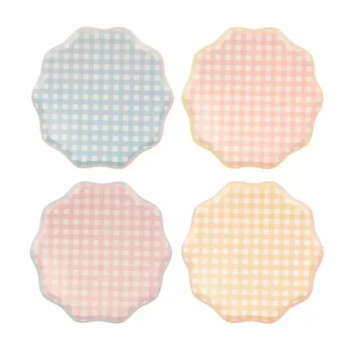 Gingham Pastel Gebaksbordjes Van Meri Meri (12 Stuks)