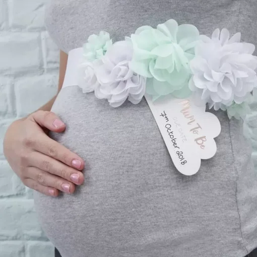 Hello World Mother To Be Bloemenceintuur Mint-Wit Ginger Ray