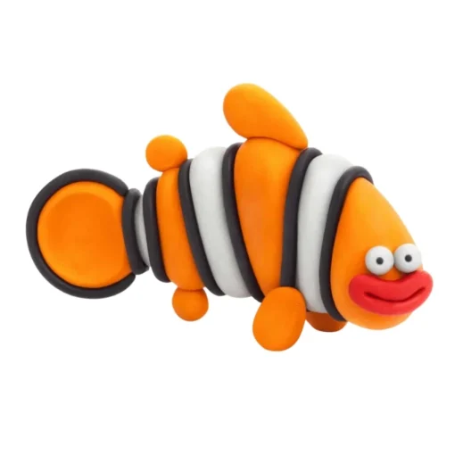 Hey Clay Boetseerklei Ocean Clownfish, Discus Fish, Eel (6St)