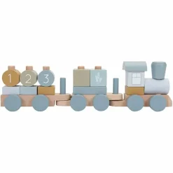 Houten Blokkentrein Blauw Little Dutch