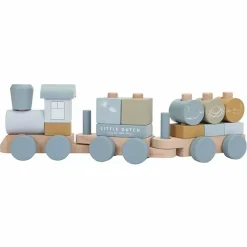 Houten Blokkentrein Blauw Little Dutch