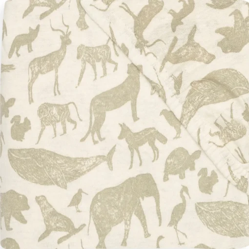 Jollein Hoeslaken Meegroeibed Animals Olive Green 70X140Cm
