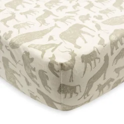 Jollein Hoeslaken Meegroeibed Animals Olive Green 70X140Cm