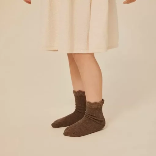 Konges Slojd Sokken Rib Frill Optic White/Sand/Brown