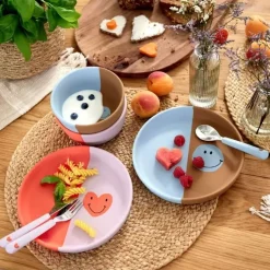 Lassig Happy Rascals Smile Sky Blue Siliconen Bord - Plezierig Eten