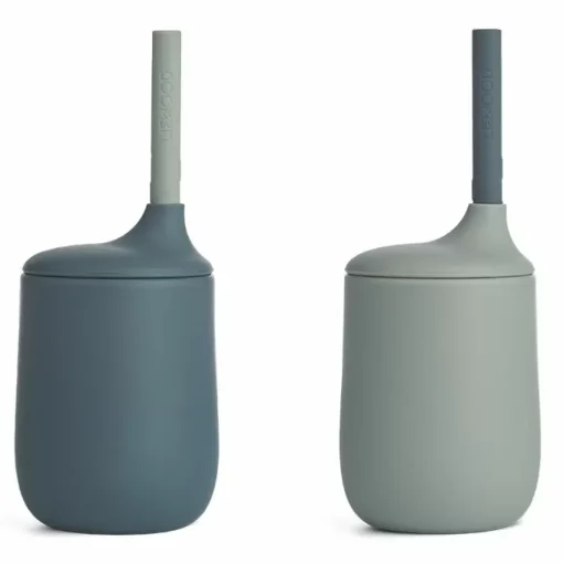 Liewood Siliconen Bekers Ellis Whale Blue/Dove Blue (2St)