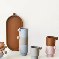 Siliconen Bekers Tiny Inka Dusty Blue-Clay (2St) Oyoy