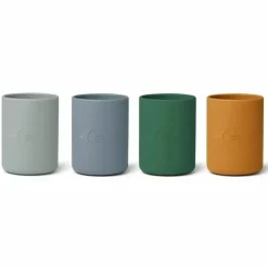 Siliconen Drinkbekers Ethan Dino Blue Mix (4St) Liewood