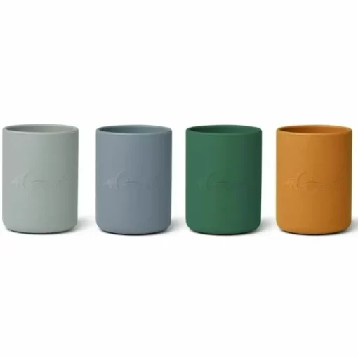 Siliconen Drinkbekers Ethan Dino Blue Mix (4St) Liewood
