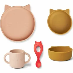 Siliconen Serviesset Vivi Cat Rose Multi Mix Liewood